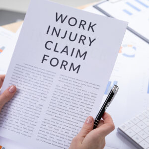 work injury claim form concept